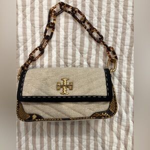 Kira mixed media quilted shoulder bag